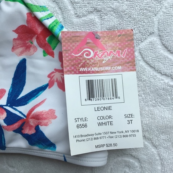 Kanu Surf Leonie White Tropical Print Bikini Set - Size 3T - Picture 6 of 6